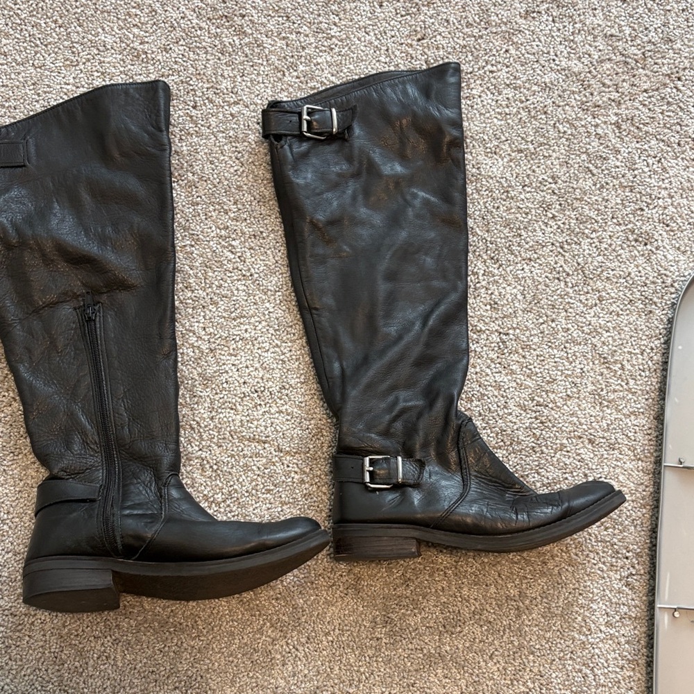 Black Leather Knee-High Boots